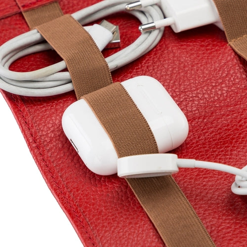 Lumiere Noure Leather Travel Cable Organiser – Rollable Cord & Accessory Wrap for Travel
