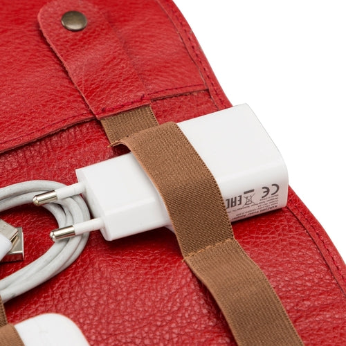 Lumiere Noure Leather Travel Cable Organiser – Rollable Cord & Accessory Wrap for Travel