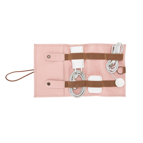 Lumiere Noure Leather Travel Cable Organiser – Rollable Cord & Accessory Wrap for Travel