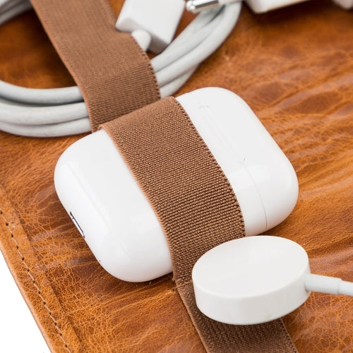 Lumiere Noure Leather Travel Cable Organiser – Rollable Cord & Accessory Wrap for Travel