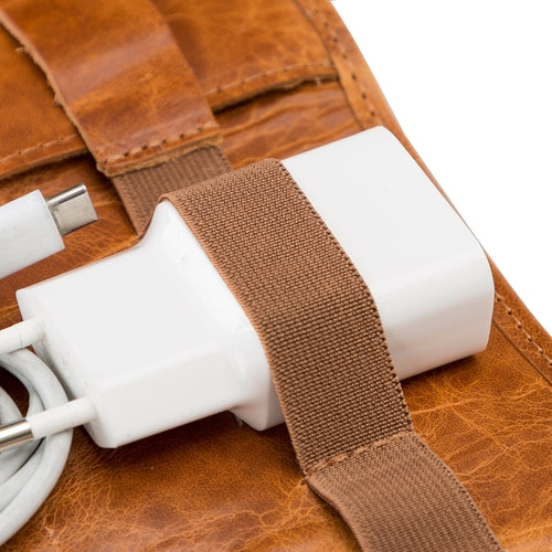 Lumiere Noure Leather Travel Cable Organiser – Rollable Cord & Accessory Wrap for Travel