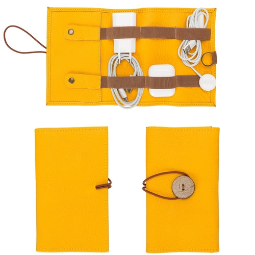 Lumiere Noure Leather Travel Cable Organiser – Rollable Cord & Accessory Wrap for Travel