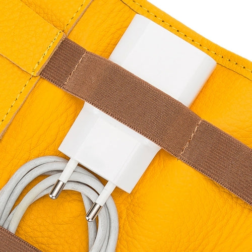 Lumiere Noure Leather Travel Cable Organiser – Rollable Cord & Accessory Wrap for Travel