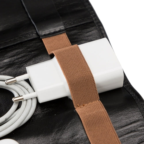 Lumiere Noure Leather Travel Cable Organiser – Rollable Cord & Accessory Wrap for Travel