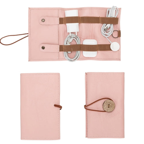 Lumiere Noure Leather Travel Cable Organiser – Rollable Cord & Accessory Wrap for Travel